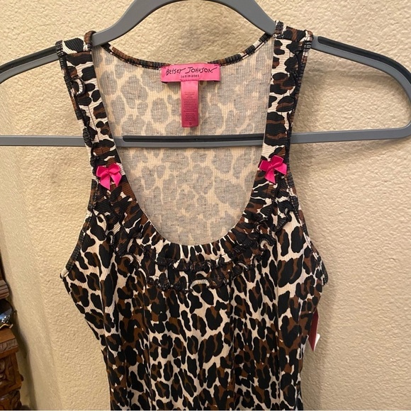 NWT~BETSEY JOHNSON Intimates Women Leopard Print Ribbed Pajama Size Small - Picture 2 of 7
